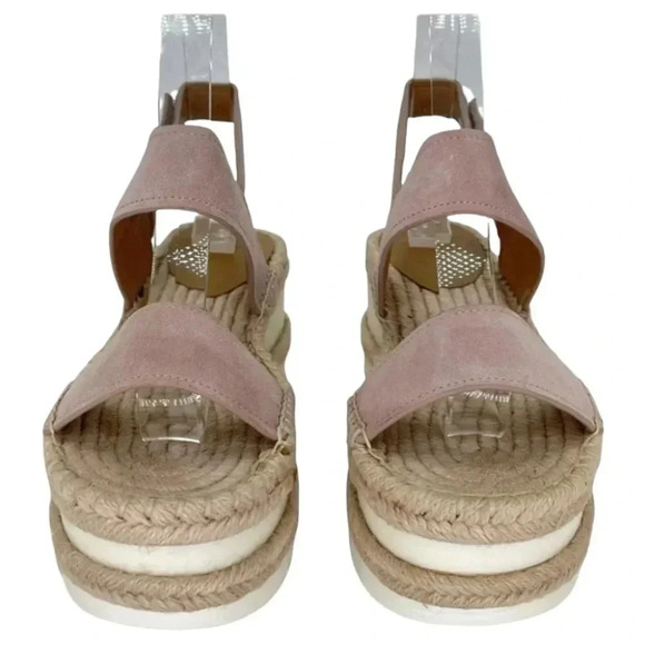 Marc Fisher LTD Platform Sandals 9M Gallia Pink Suede Jute Wrapped Slingback - Picture 6 of 13